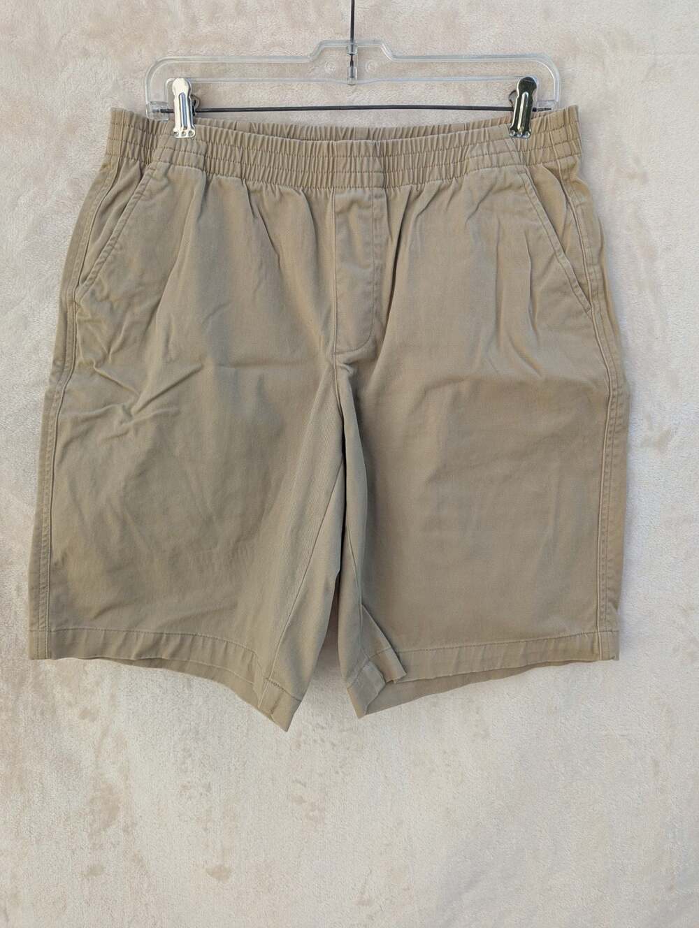 Lands' End Women's Tan Mid Rise Elastic Waist Pull On Chino Shorts Size 10